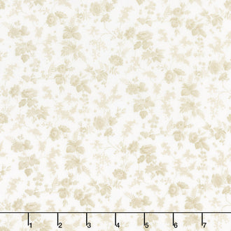 Rhapsody in Reds - Trailing Flowers Ivory Yardage