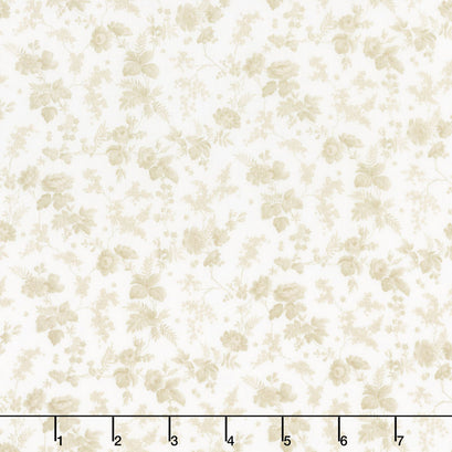 Rhapsody in Reds - Trailing Flowers Ivory Yardage