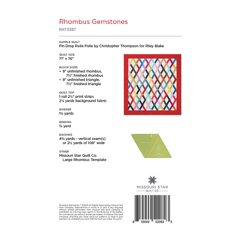 Rhombus Gemstones Quilt Pattern by Missouri Star Alternative View #1