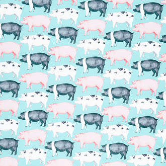 Rise 'N Shine - Pigs & Dots Aqua Blue Yardage