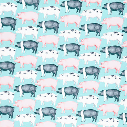 Rise 'N Shine - Pigs & Dots Aqua Blue Yardage