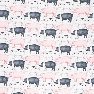 Rise 'N Shine - Pigs & Dots White Yardage