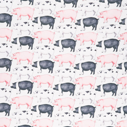 Rise 'N Shine - Pigs & Dots White Yardage