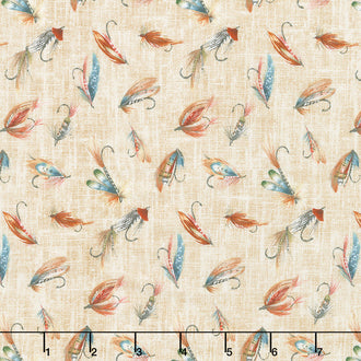 Rod and Reel - Flies Beige Multi Yardage