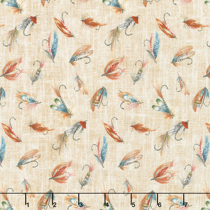 Rod and Reel - Flies Beige Multi Yardage