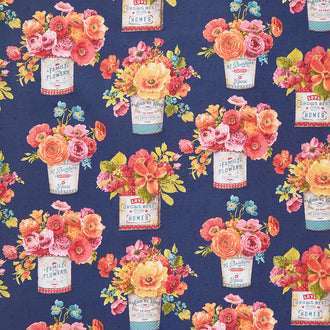 Roots of Love - Bouquets Blue Yardage