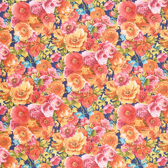 Roots of Love - Packed Florals Blue Yardage