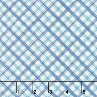 Roots of Love - Plaid Ivory Blue Yardage