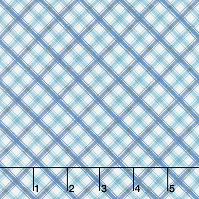 Roots of Love - Plaid Ivory Blue Yardage