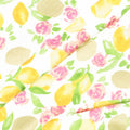 Rose Lemonade - Lemons White Metallic Yardage