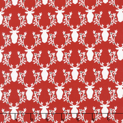 Rustique Winter - Bucks and Boughs Cranberry Yardage