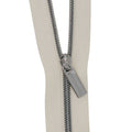 Sallie Tomato #3 Nylon Zipper Tape & Pulls - Beige with Gunmetal Coil