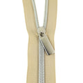 Sallie Tomato #5 Nylon Zipper Tape & Pulls - Beige with Nickel Coil