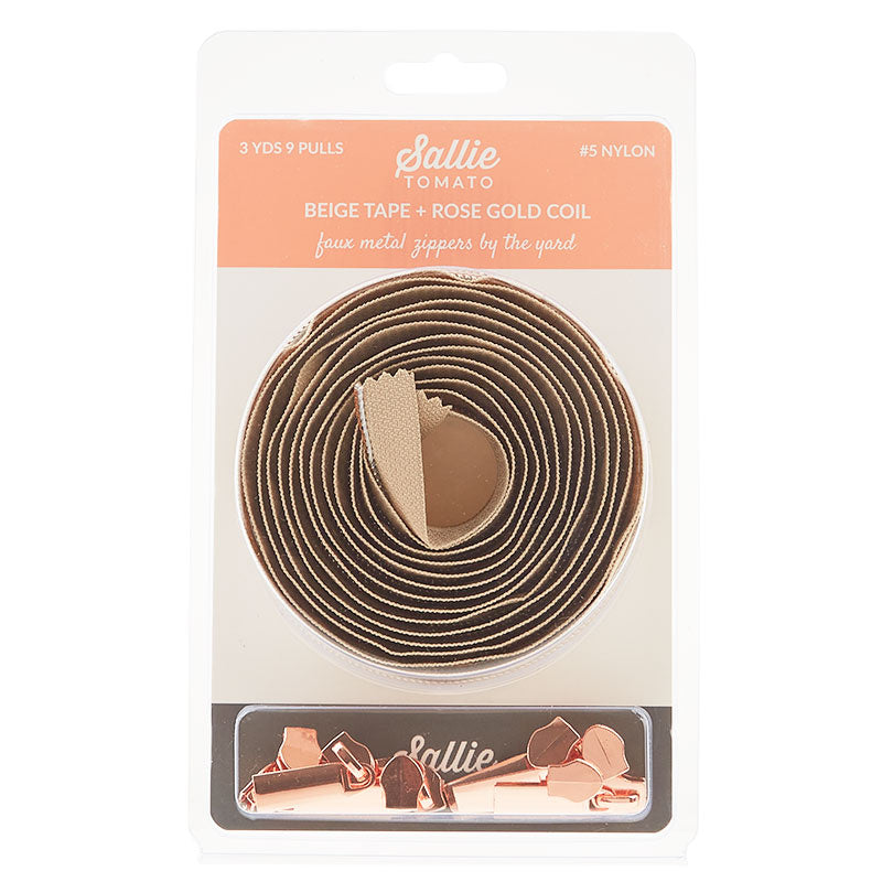Sallie Tomato #5 Nylon Zippers & Pulls - Beige with Rose Gold Coil Alternative View #1