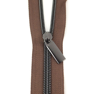 Sallie Tomato #5 Nylon Zipper Tape & Pulls - Brown with Gunmetal Coil