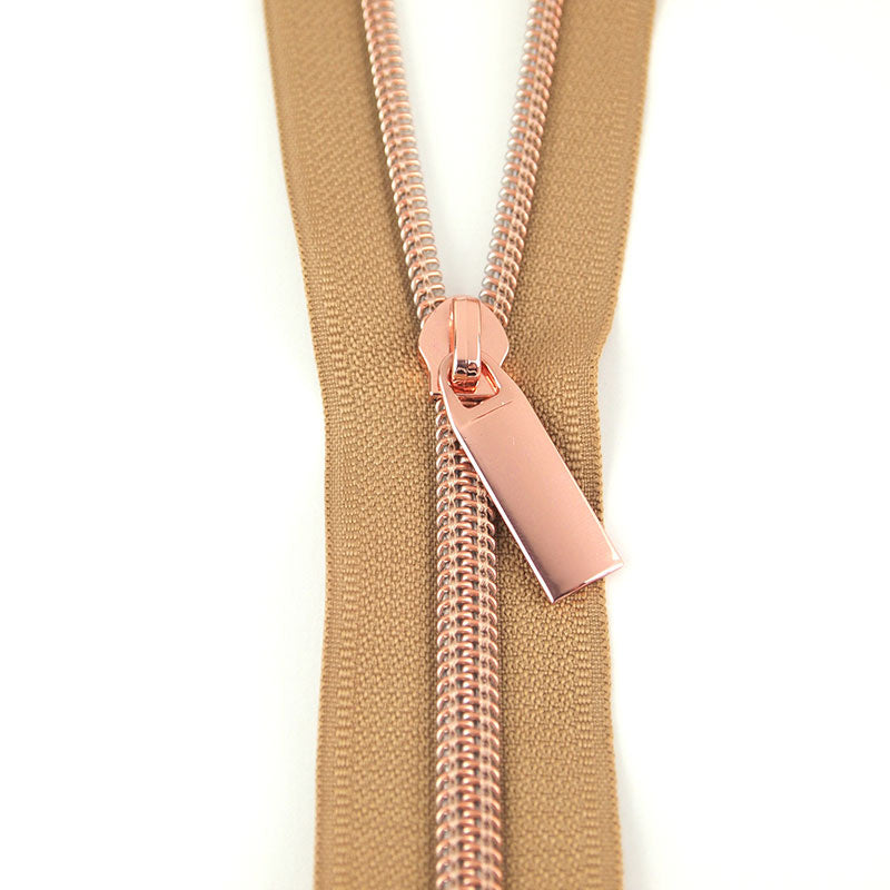 Sallie Tomato #5 Nylon Zippers & Pulls - Natural with Rose Gold Coil Primary Image