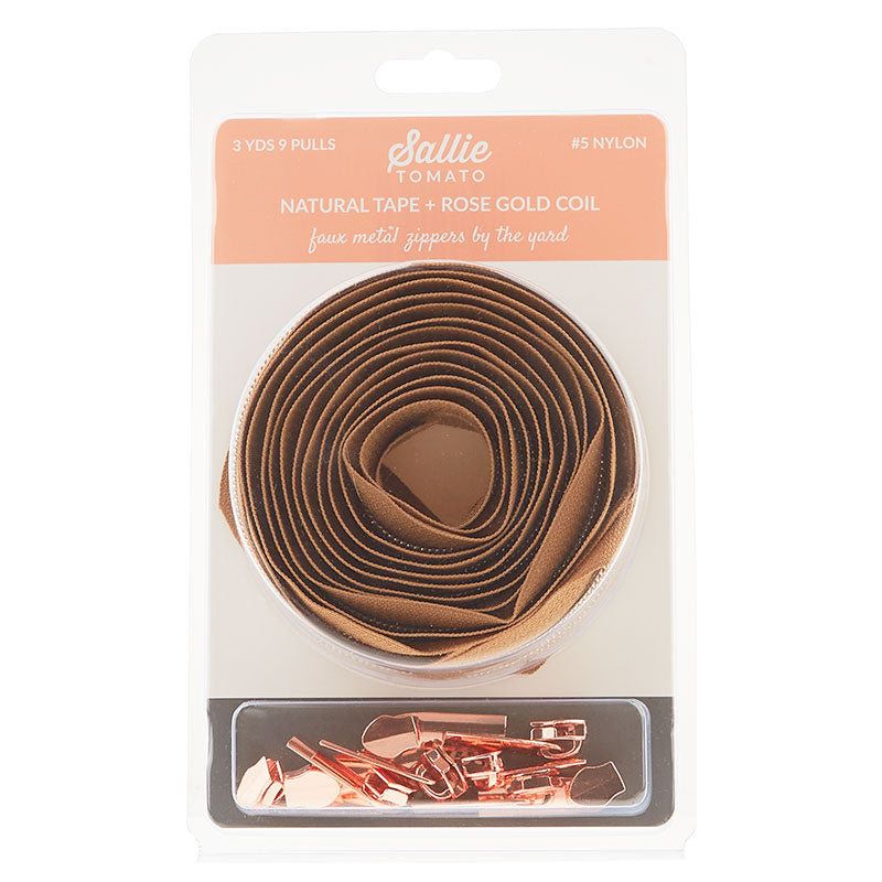 Sallie Tomato #5 Nylon Zippers & Pulls - Natural with Rose Gold Coil Alternative View #1