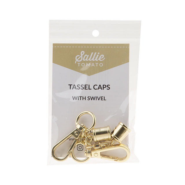 Sallie Tomato Tassel Caps with Swivel Hook Set of Two Gold