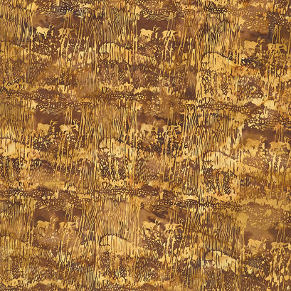 Sand Dune Batiks - Animal Grass Brown Yardage