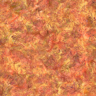 Sand Dune Batiks - Leaf Dew Drop Rust Green Yardage