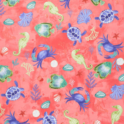 Sanibel - Sealife Raspberry Yardage
