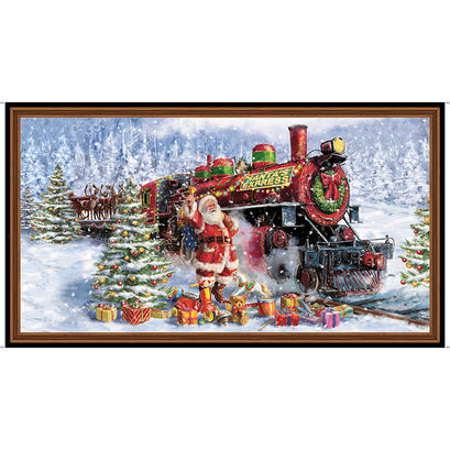 Santa's Night Out - Santa and Train Multi Digitally Printed Panel