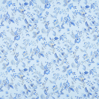 Sapphire - Tossed Florals Blue Metallic Yardage