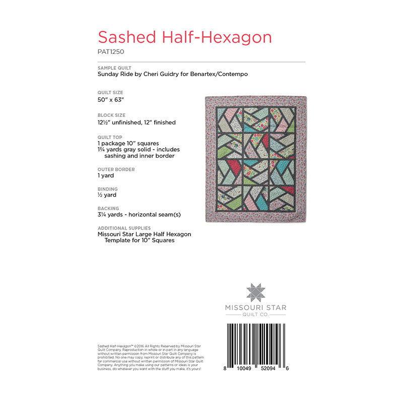 Sashed Half-Hexagon Pattern by Missouri Star Alternative View #1