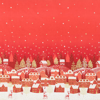 Scandi 2021 - Double Border Red Metallic Yardage