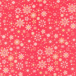 Scandi 2022 - Snowflakes Red Metallic Yardage