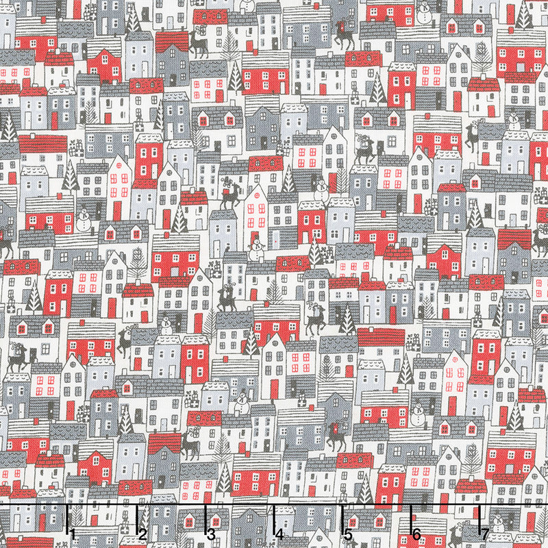 Scandi - Houses Red Yardage