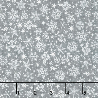 Scandi - Snowflakes Grey Yardage