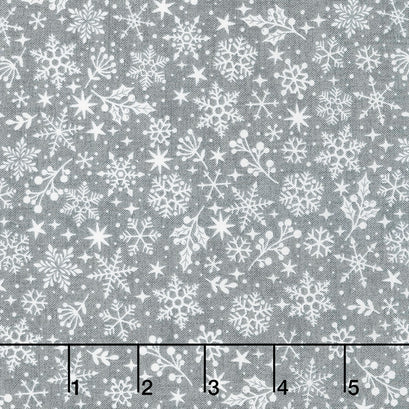Scandi - Snowflakes Grey Yardage