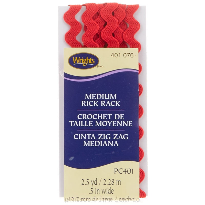 Scarlet Medium Rick Rack (2 1/2 yard package)