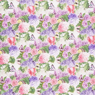Scented Garden - Packed Floral Light Gray Digitally Printed Yardage
