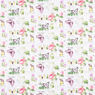 Scented Garden - Stamps Light Gray Digitally Printed Yardage