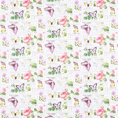 Scented Garden - Stamps Light Gray Digitally Printed Yardage