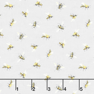 Scented Garden - Tossed Bees Dark Gray Yardage