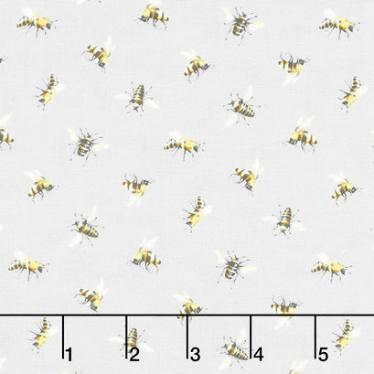 Scented Garden - Tossed Bees Dark Gray Yardage