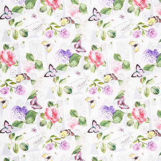 Scented Garden - Tossed Postcards Light Gray Digitally Printed Yardage