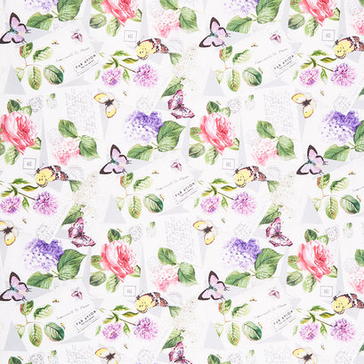 Scented Garden - Tossed Postcards Light Gray Digitally Printed Yardage