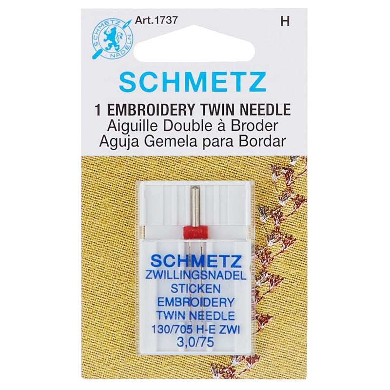 Schmetz Embroidery Twin Needle - 1-Pk size 3.0/75