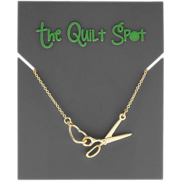 Scissor and Heart Charm Necklace - Gold