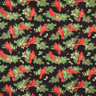 Season of Heart - Cardinal Allover Black Yardage