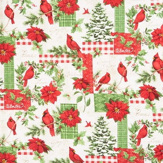 Season of Heart - Cardinal Patchwork Tan Yardage