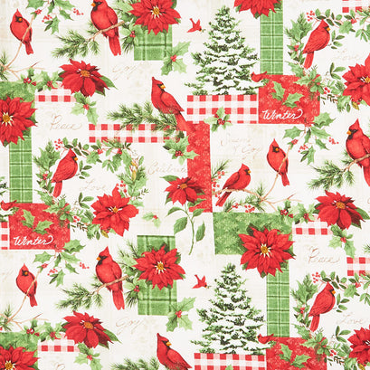 Season of Heart - Cardinal Patchwork Tan Yardage