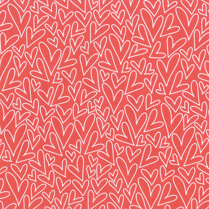 Sending Love - Hearts Red Yardage