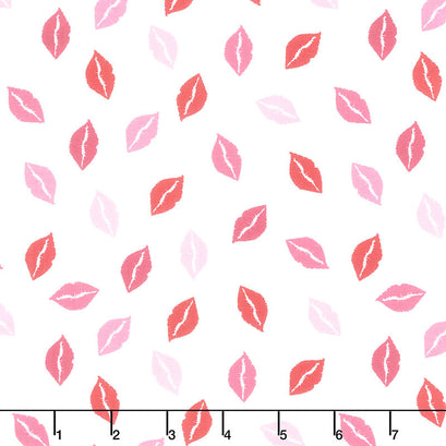 Sending Love - Kisses White Yardage
