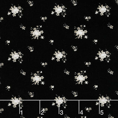 Serenity - Delicate Bouquet Black Yardage