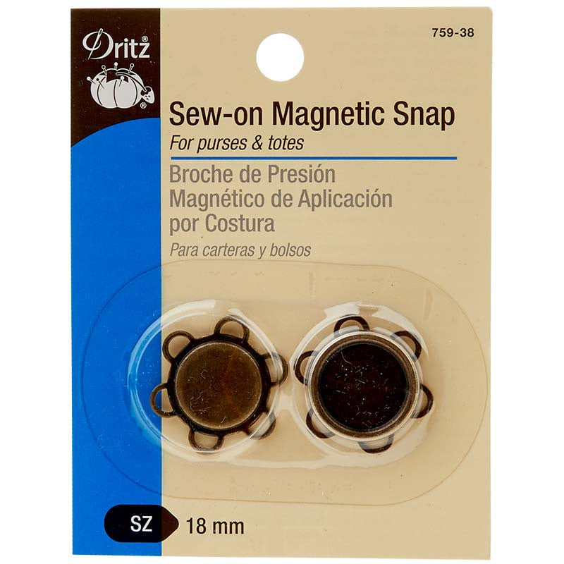 Sew-On Magnetic Snap - 18mm Antique Brass Alternative View #1